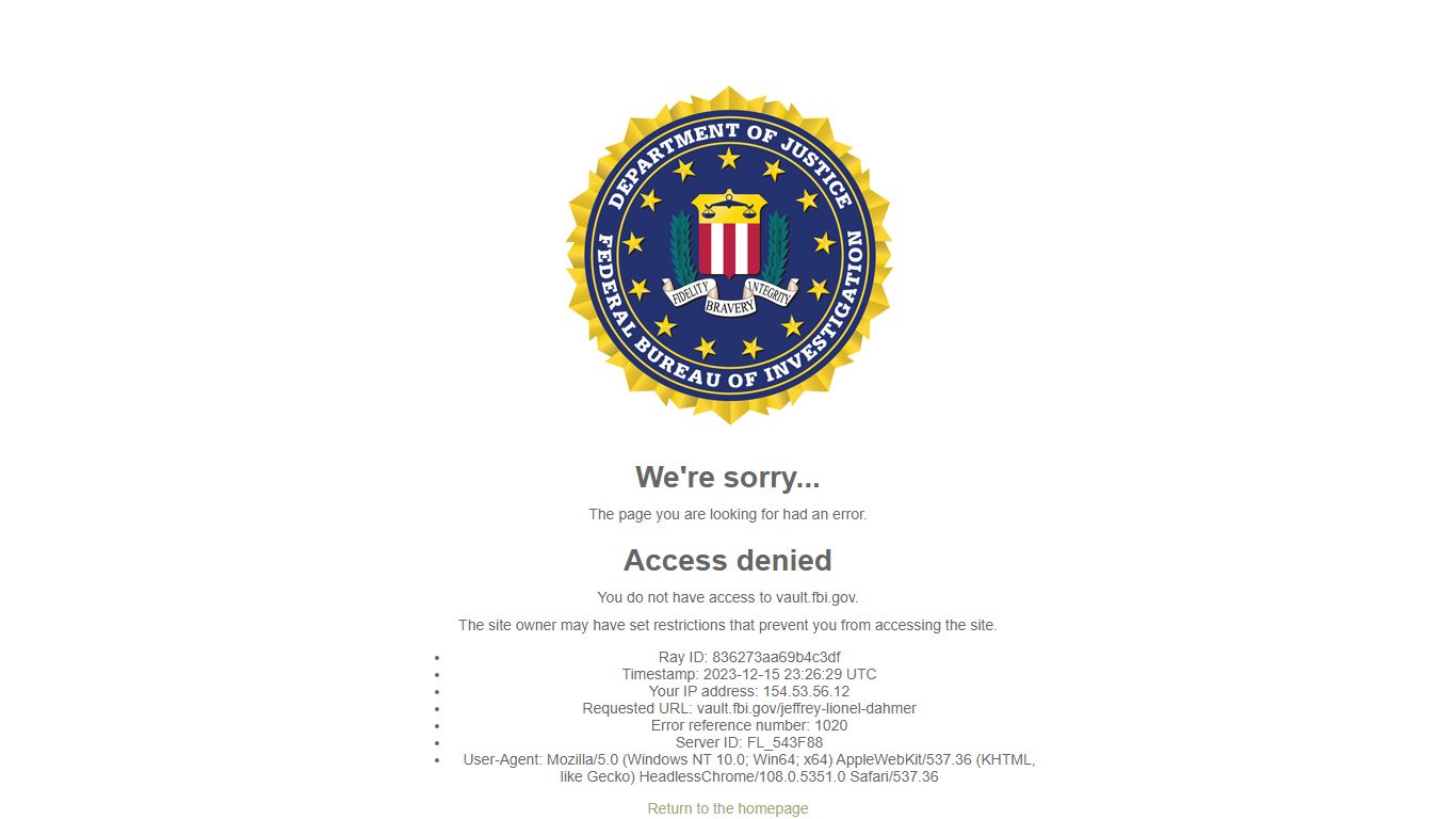 FBI Records: The Vault — Jeffrey Lionel Dahmer