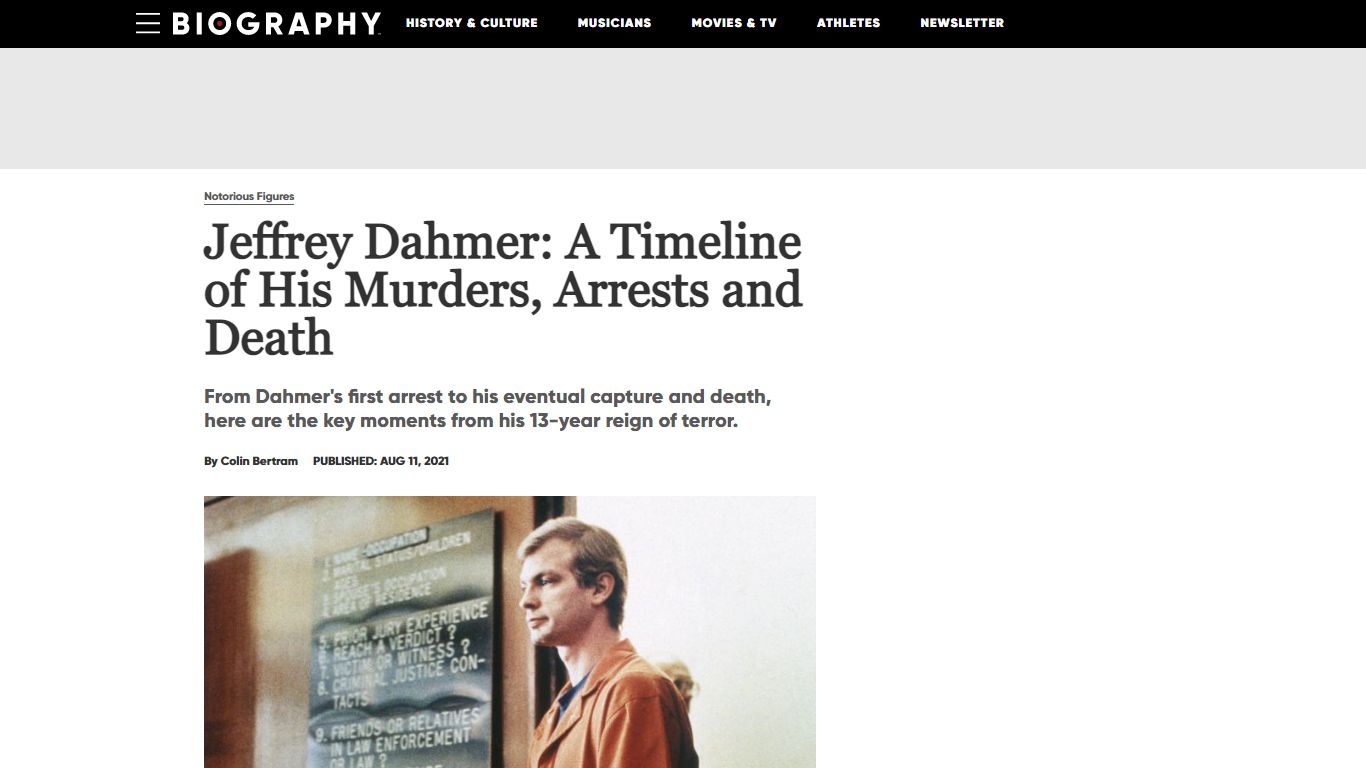 Jeffrey Dahmer: A Timeline of His Murders, Arrests and Death - Biography
